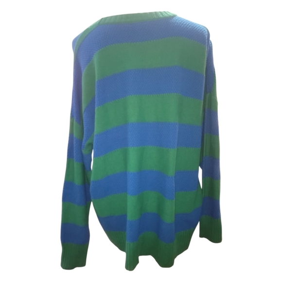 Torrid Lovesick skeleton stitch Striped Green Blue pullover Sweater 0 12 - Picture 7 of 7